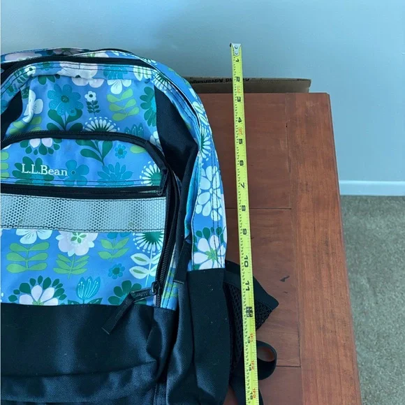 L.L.Bean Floral School Backpack Blue Green Book Bag Laptop Travel Bag - Picture 12 of 12